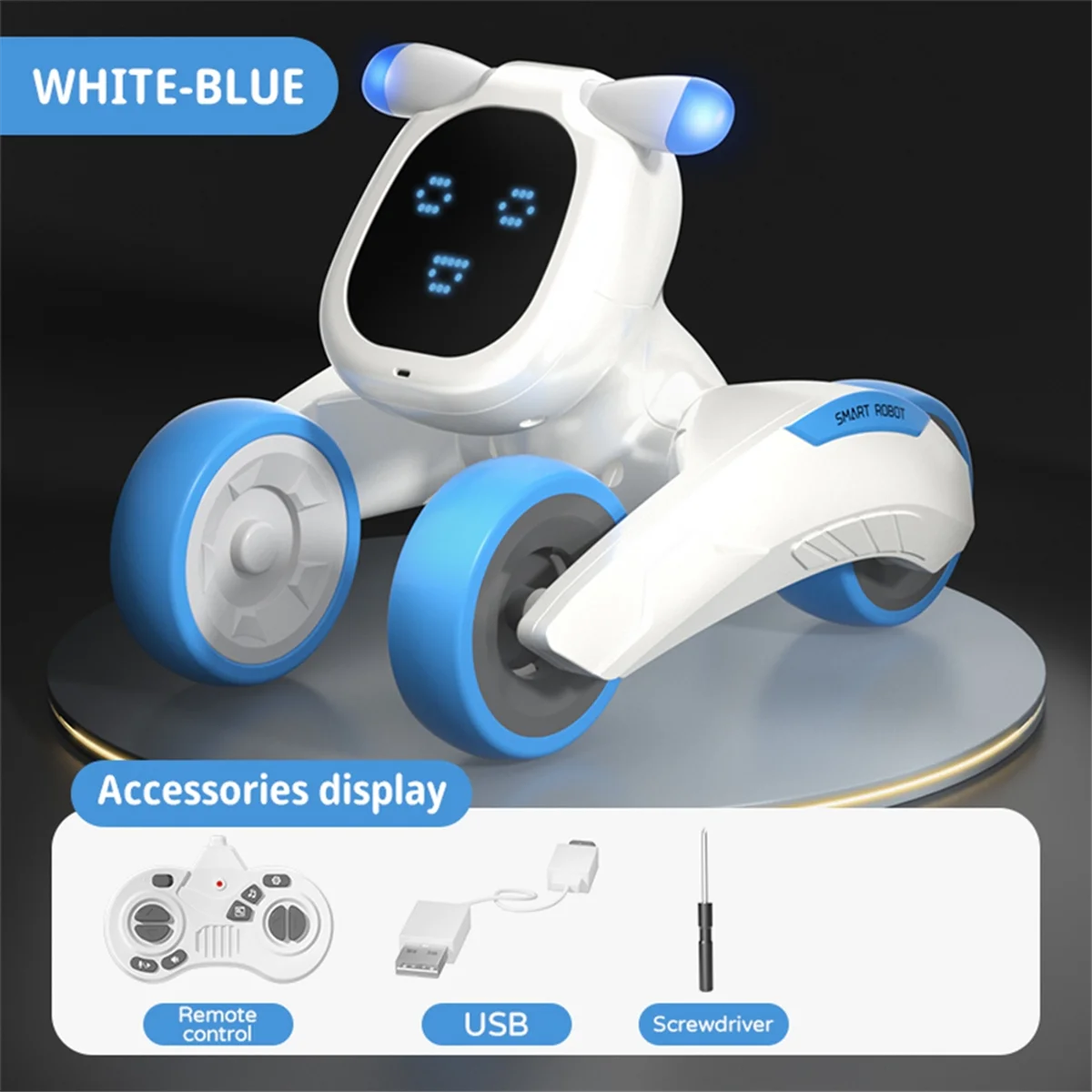 A44U Smart Robot Puppy Dog RC Robot Puppy Dance Interactive Pet Program Robot Dog Voice Control Intelligent Gift for Kids,A