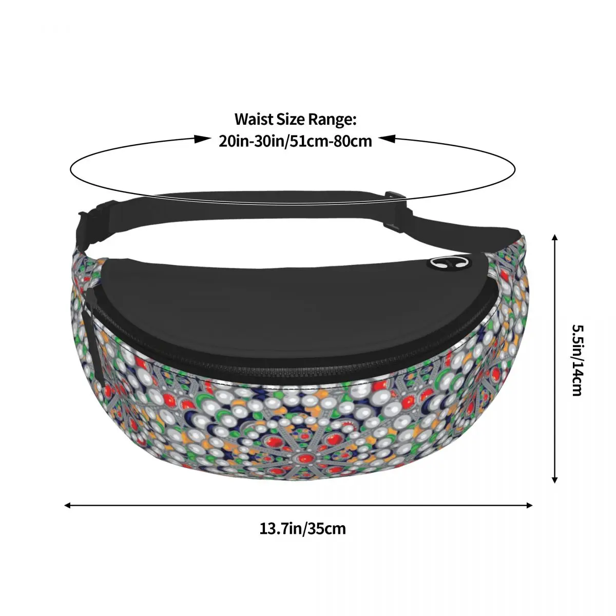 Kabyle Jewelry Tafzimth Amazigh Fanny Pack Men Women Ethnic Geometric Crossbody Waist Bag for Travel Cycling Phone Money Pouch