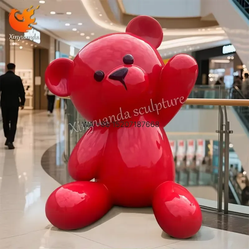 Wmwmnu Large Modern Abstract Cartoon Bear Fiberglass Lifelike Ice Cream Shape Sculpture Ornament for Shopping Malls Painting