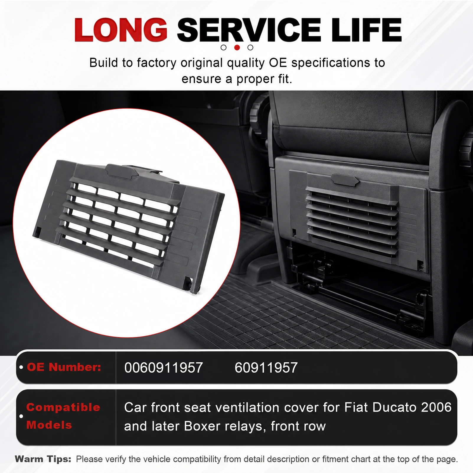 

Car Front Seats Vent Cover for Relay For Boxer For Fiat Ducato 2006 On Front Row ABS 60911957 60911668 735431348 1617244980