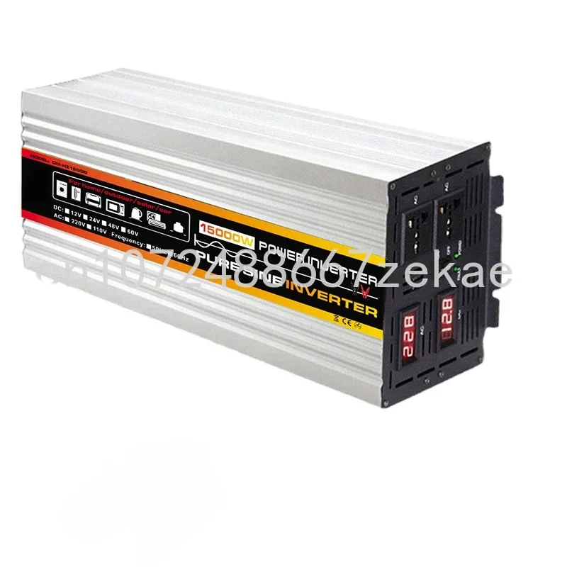 Pure Sine Wave Power Inverter 15000W Large Power Car Inverter DC12V/24V to AC 220V Voltage Converter for Solar Car Outdoor