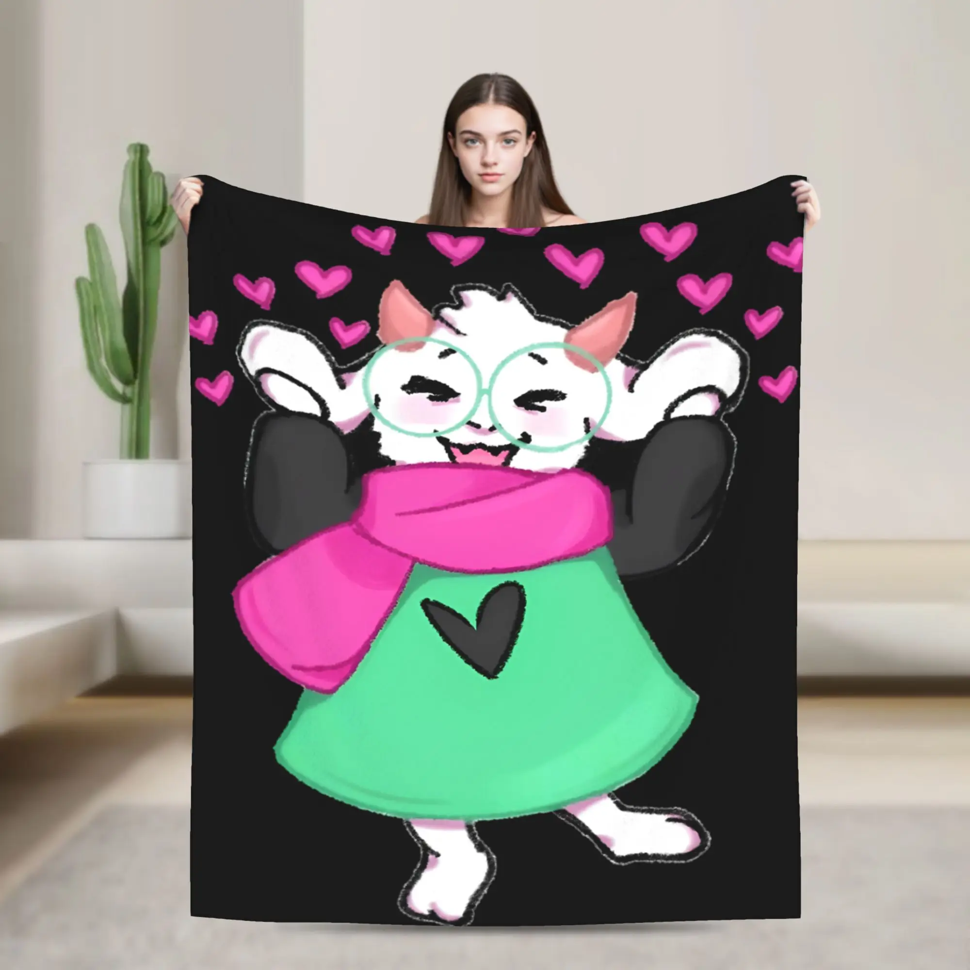 Ralsei Deltarune Super Warm Blankets  Picnic Plush Throw Blanket Pattern Bedroom Flannel Bedspread Sofa Bed Cover