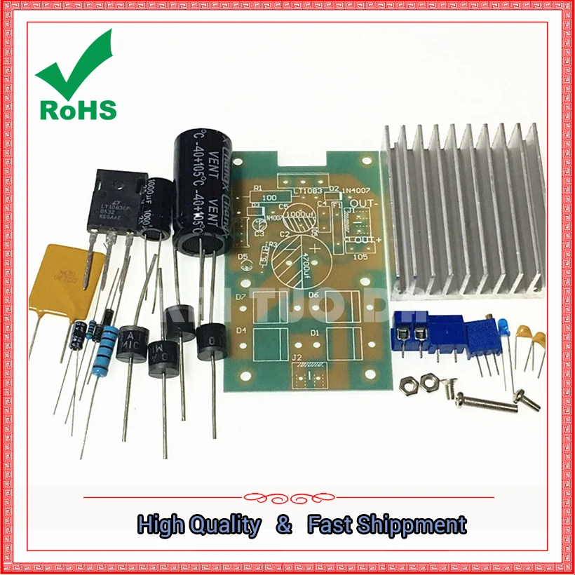 LT1083 Adjustable Power Supply Module Board High Power 7A DIY KITS With self-recovery Fuse With Radiator (chip Is Used chip)