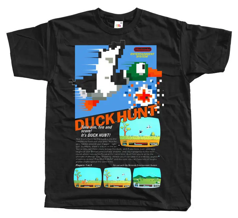 DUCK HUNT box 2 Nes T shirt Black Arcade Famicom NES v