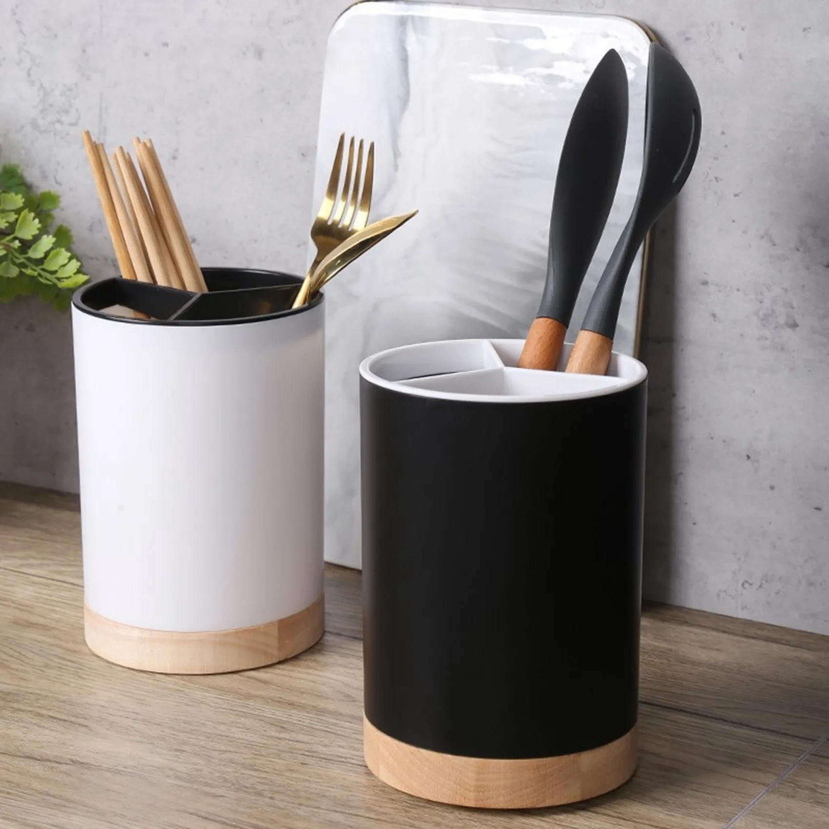 Spoon Fork Knief Chopstick Drain Box Tableware Storage Holder Three Compartments Cutlery Shelf Kitchen Utensil B