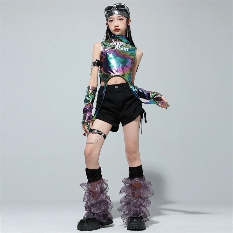 الهيب هوب الرقص ملابس لامعة الفتيات كول المحاصيل الأعلى الساخن بانت الاطفال الجاز K-pop الرياضة المرحلة الشارع الشهير المنصة ازياء مجموعات وتتسابق