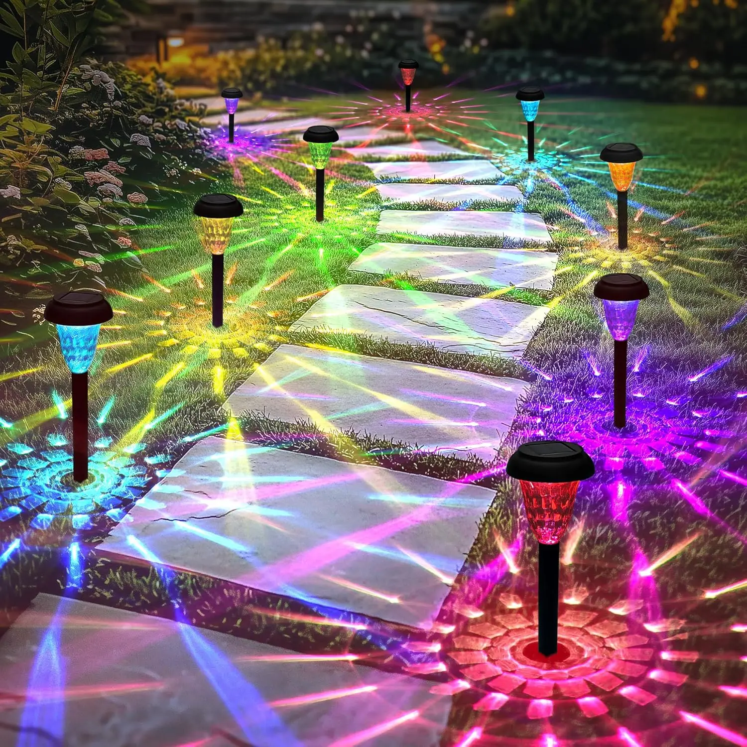 

Solar Pathway Lights Outdoor Waterproof 12 Pack Color Changing Garden Light for Yard Patio Driveway Walkway Lawn Landscape