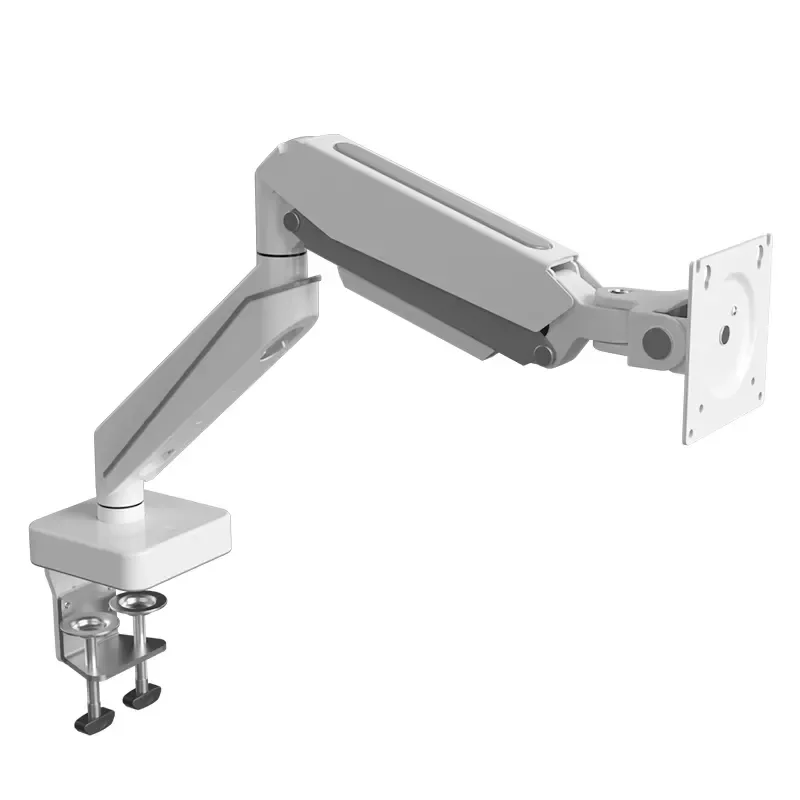 Adjustable Aluminum Alloy Monitor Arm 49 Inch Desk Mount Stand 90 Degree Tilt Swivel VESA Bracket for PC Screen White Finish