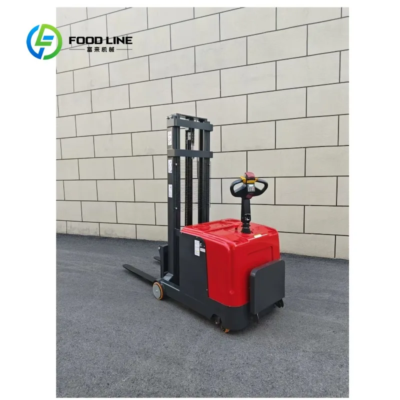 Customized electric stacker pallet lift truck solid rubber wheel outdoor yard cargo stacking for international business buyers
