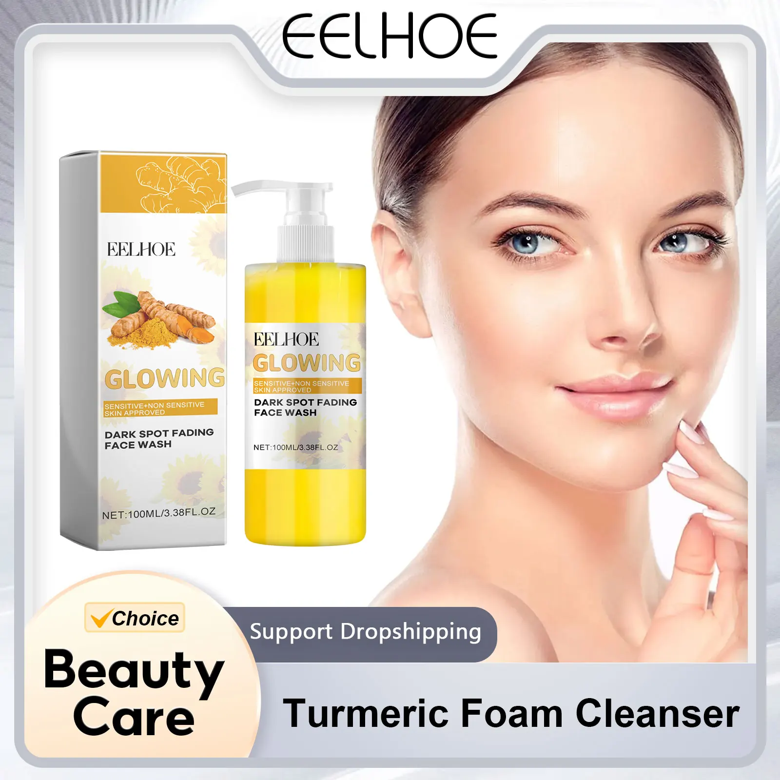 Turmeric Foam Cleanser Deep Clean Pores Unclog Skin Blackhead Remover Remove Grease Oil Control Facial Salicylic Acid Cleanser