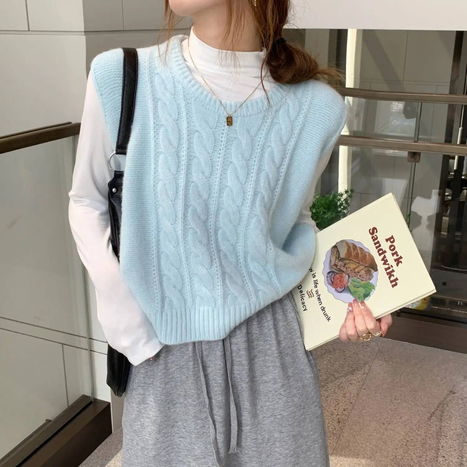 Sweater Vest Women Loose Sleeveless Waistcoat Solid O-Neck Knitted Lady Vest Korean Style Autumn Winter Woman Pullovers 2024 New