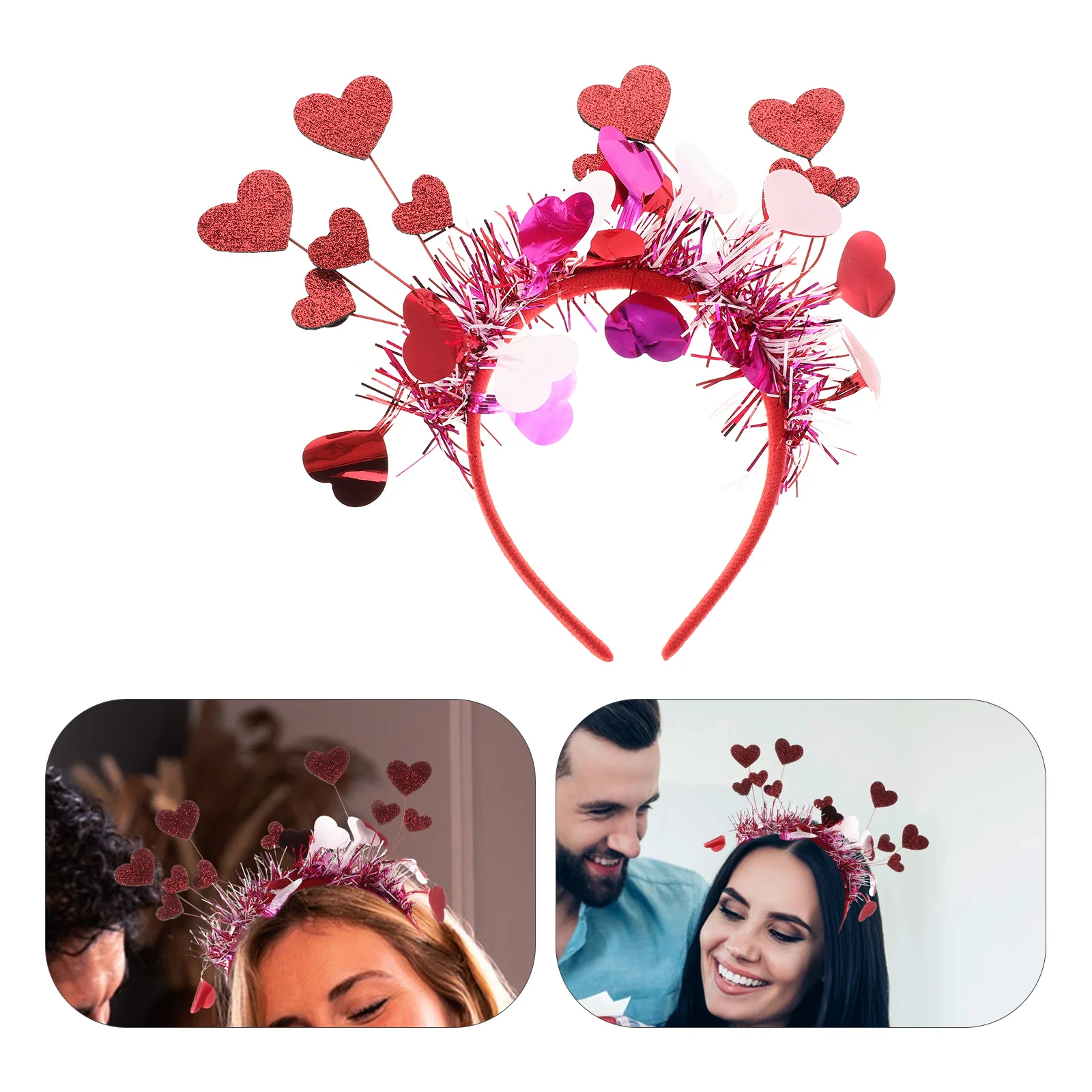 

Red Heart Headbands Valentines Day Hair Hoop for Women Wedding Party Heart Antenna Headband Valentines Party Decorations Sparkly