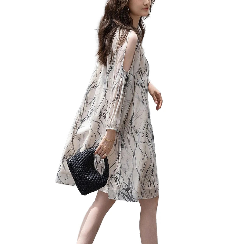 Abiti a maniche lunghe Abito da donna Matrimoni Primavera Raso Alto-Basso Pieghettato A strati Ritorto Senza vita Oversize Dolce Giovane Chic