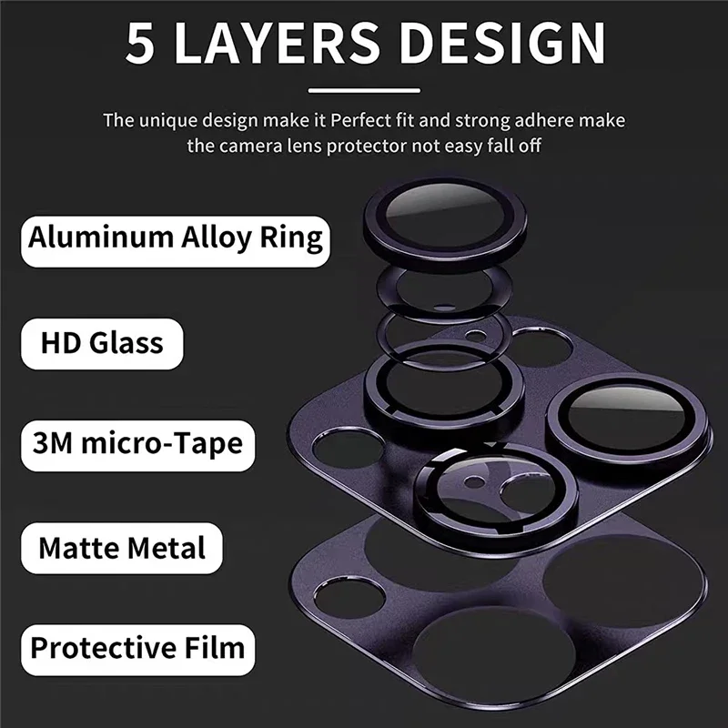 3D Metal Ring Camera Lens Protector For iPhone 17 Pro 15 13 Mini 14 16 Pro Max Plus 17Air Camera Protection Glass Full Cover Cap