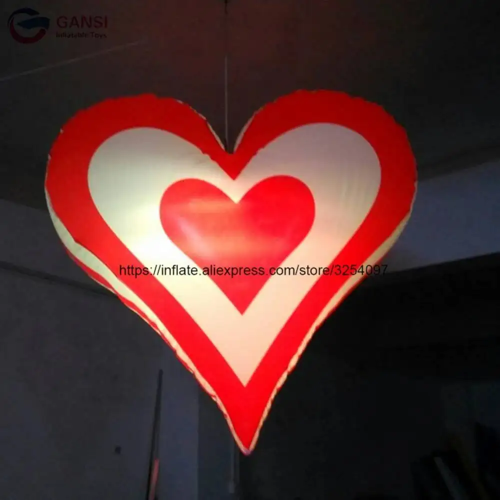 Valentines' Day Decorations Inflatable Lighting Heart Shape Balloon 2M Height Inflatable Heart With Led Light