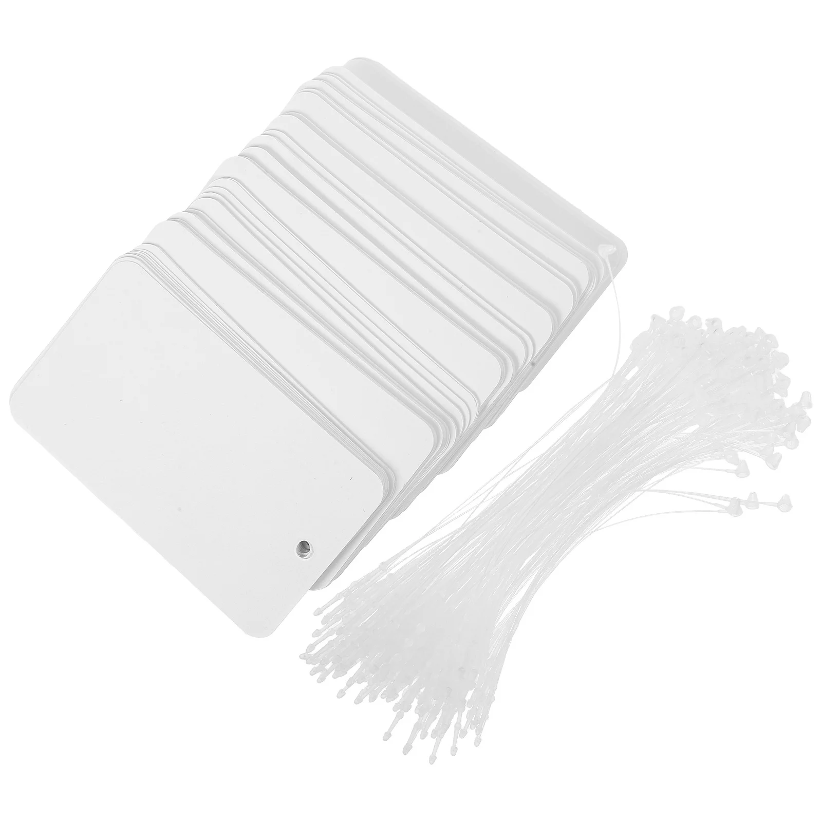 

100Pcs Blank White PVC Hanging Tags Waterproof Label Cards for Shipping Name Tags Jewelry Display Lanyard