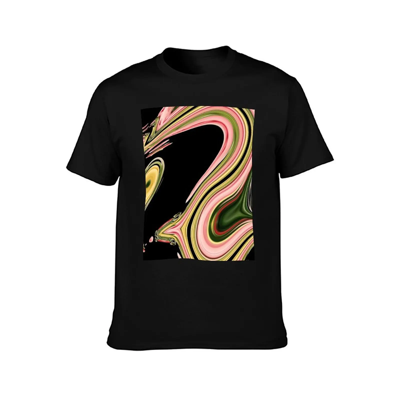 abstract black green pink marble swirls mid century modern T-Shirt Water Resistant Casual T-Shirt
