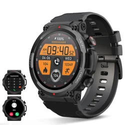 Outdoor Sports Military Smart Watch Bluetooth Calling Voice Assistant Heart Rate Blood Pressure Monitoring Fitness Smartwatch