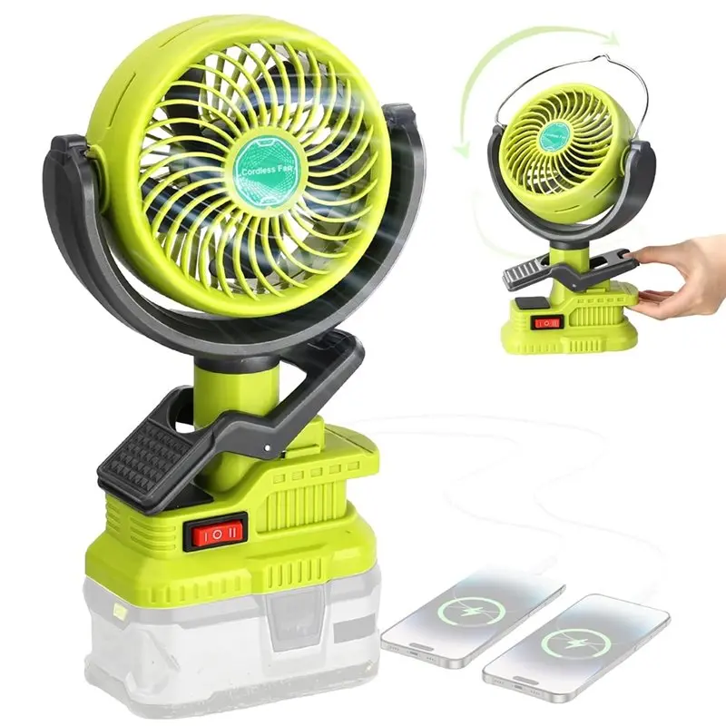 B51CNEW! Clip Fan For Ryobi 18V Battery Cordless Portable Dual USB Powered Cooling Fan For Car Home Camping Outdoor