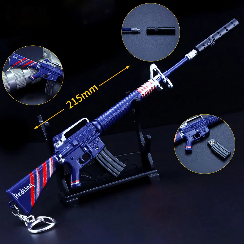 

M16A4 "Red Line" Alloy Gun Model Keychain 22cm Collectible Pendant Children Gifts Craft Desktop Ornament ZG564
