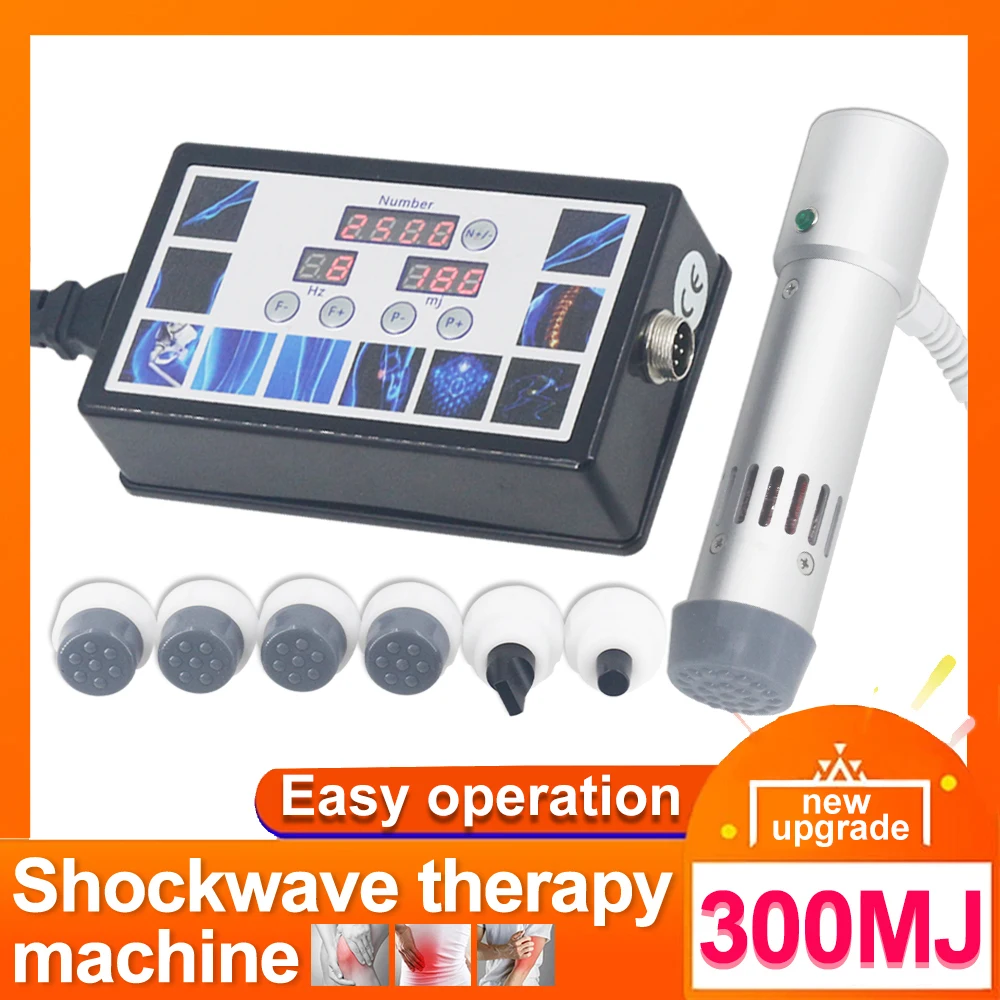 Professional 300MJ Shockwave Therapy Machine 7 Heads Relieve Spinal Pain ED Treatment Fatigue Relax Muscle Massage Shock Wave