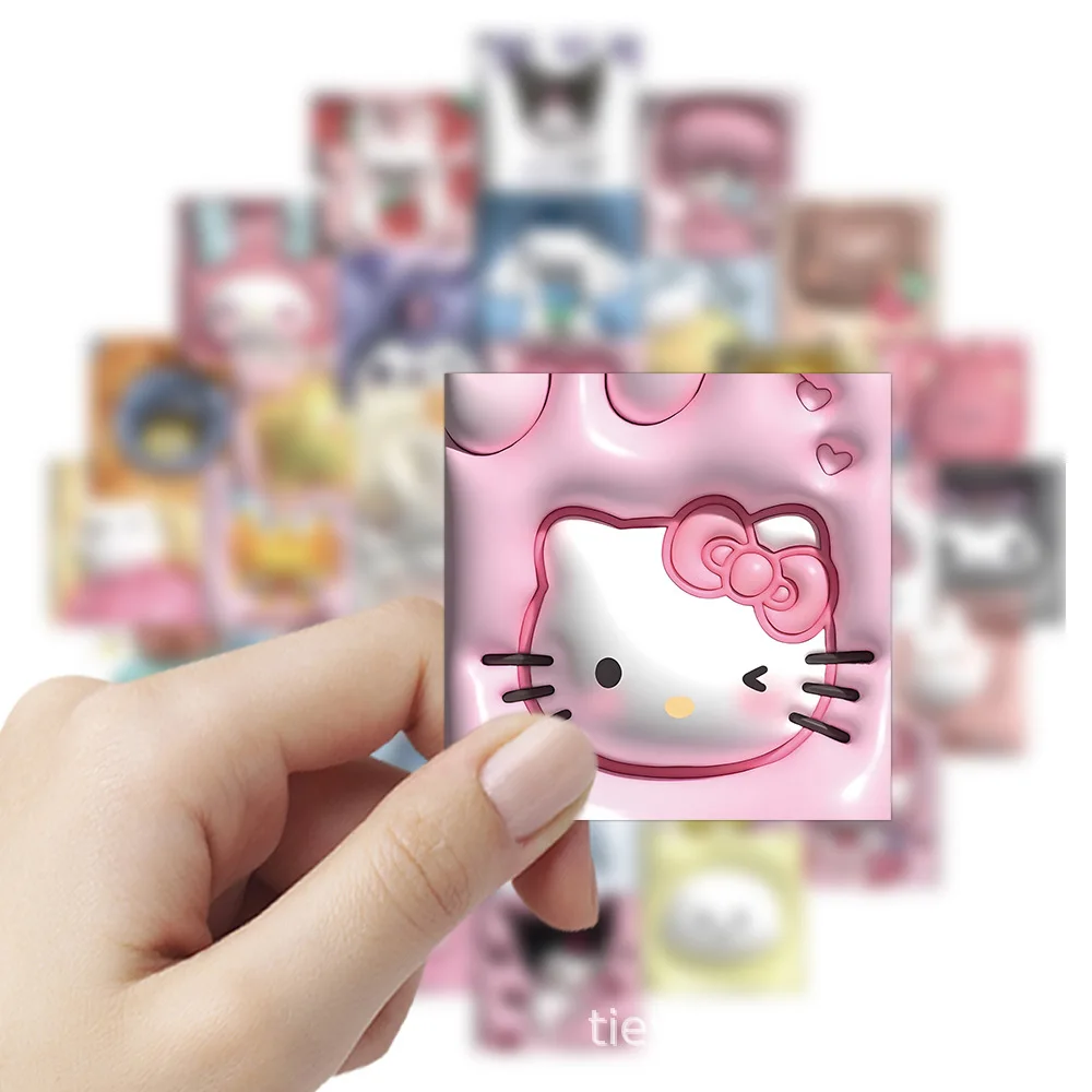 2023 New 3D 63pcs Cartoon Stereo Sanrio Creative Notebook Skateboard Phone Case Decorative Graffiti Sticker