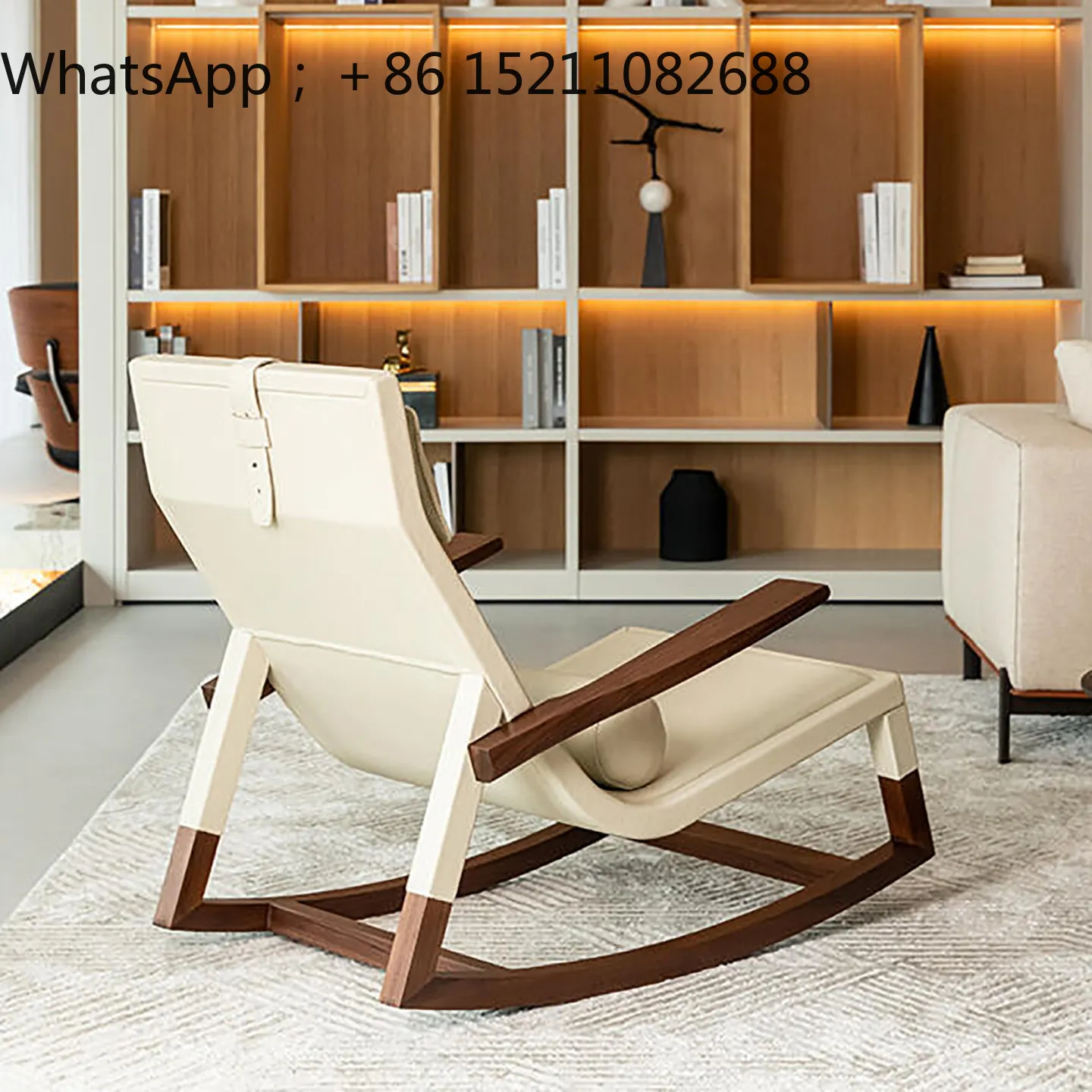 SCY ash wood rocking chair medieval wabi sabi wind all solid wood recliner single leisure sofa chair