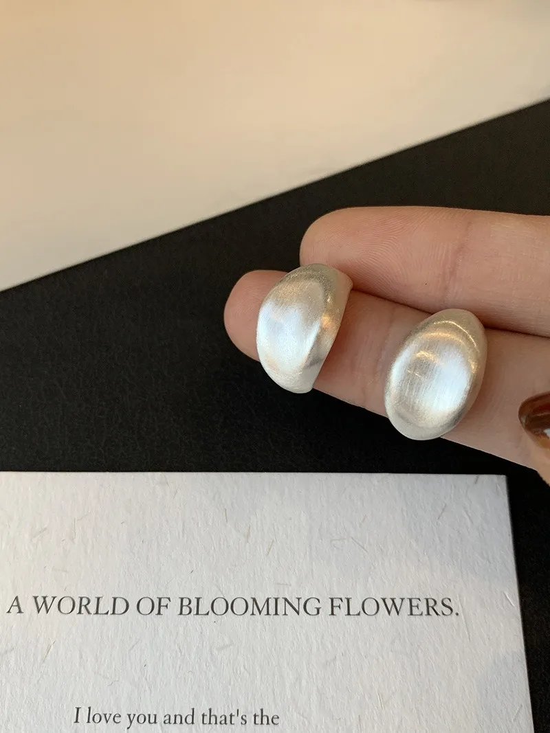High‑End Brushed Texture Stud Earrings Minimalist Versatile Stylish Elegant Ladies Daily Wear Ear Ornament