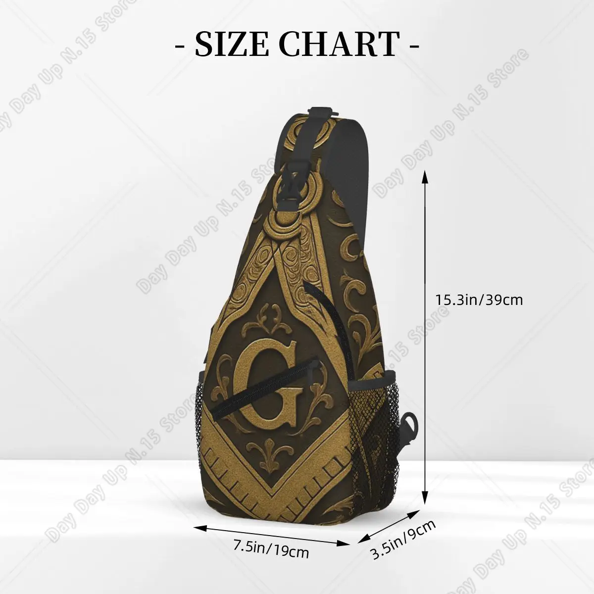 Freemason Square And Compass Chest Bag Men Sling Crossbody Backpack Chest Bag Travel Hiking Daypack Shoulder Bag
