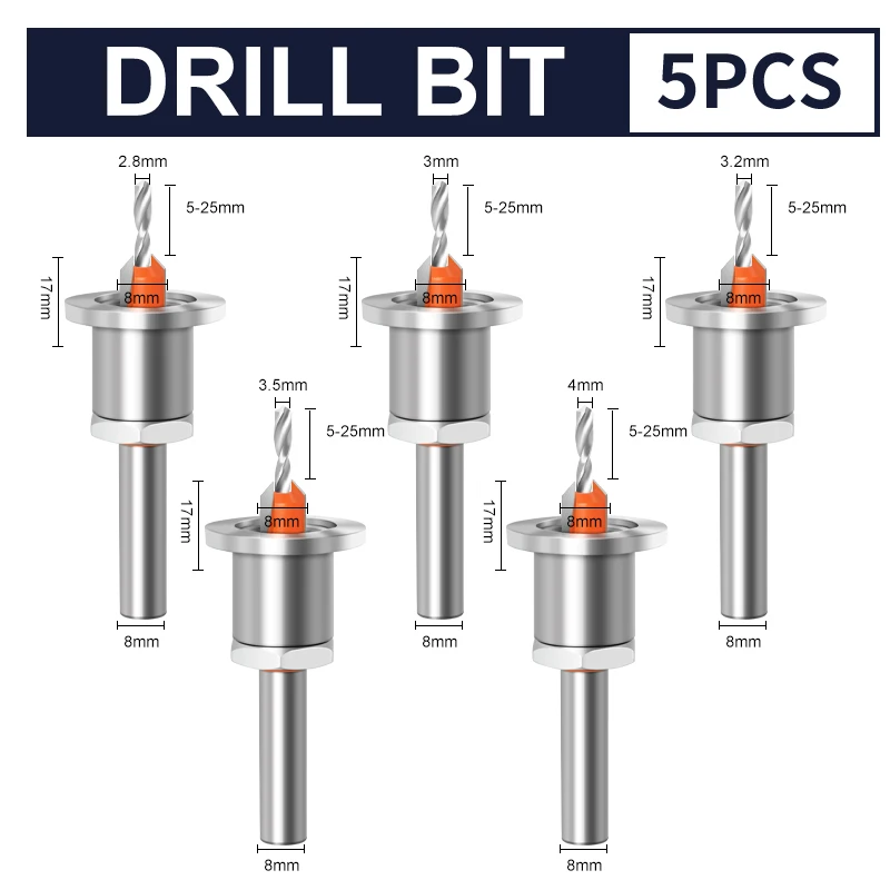 Forstner Bit HSS Verzinkboor Boor Houtbewerking Router Bit 8mm Schacht Frees Schroef Extractor Sloop Hout Boren