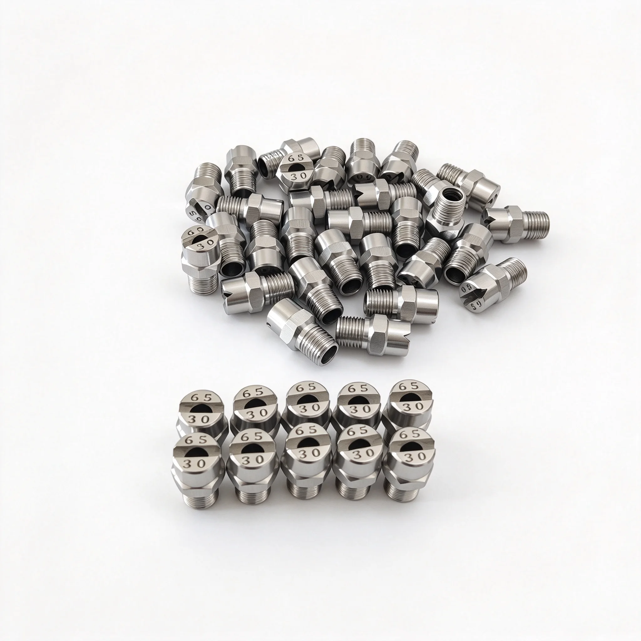 10PCS   1/4''  Inch Vee Jet Flat Fan Spray Tip 304 Stainless Steel, 65 Degree Tank Washing & Surface Cleaning