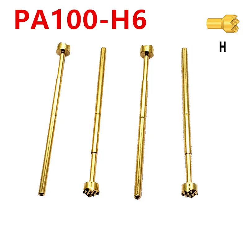 100PCS/pack Gold Plated Spring Test Pin PA100-H6 Nine-claw Plum Head 3.0mm Length 33.35mm Probe for PCB