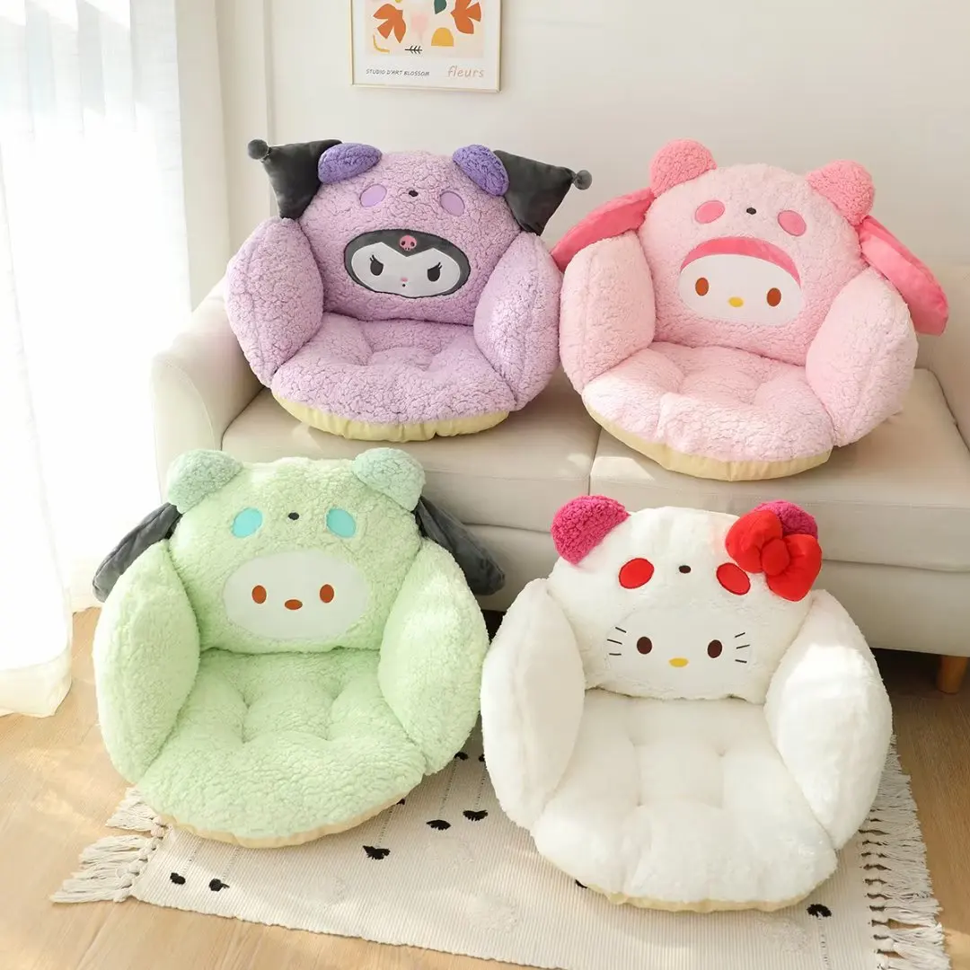 Kawaii Sanrios Plush Seat Cushion Warm Hello Kitty Kuromi Comfortable Girls Office Soft Stuffed Back Sitting Pillow Cushion Gift