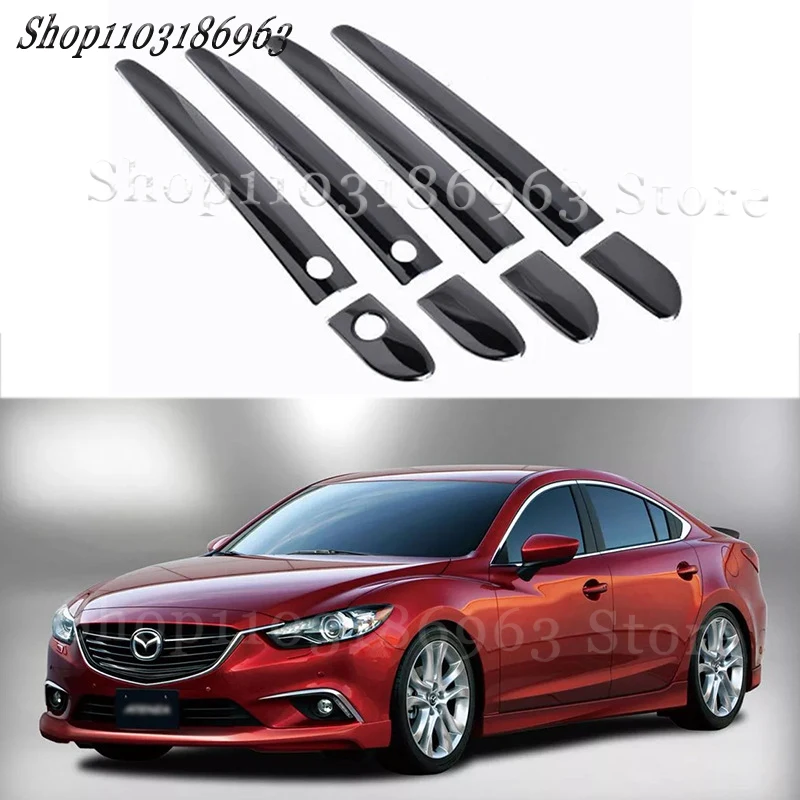 

Глянцевая черная накладка на дверную ручку, наклейка, отделка для MAZDA Atenza 2013-2018, автомобильная наклейка, аксессуары для стайлинга автомобиля, чехол