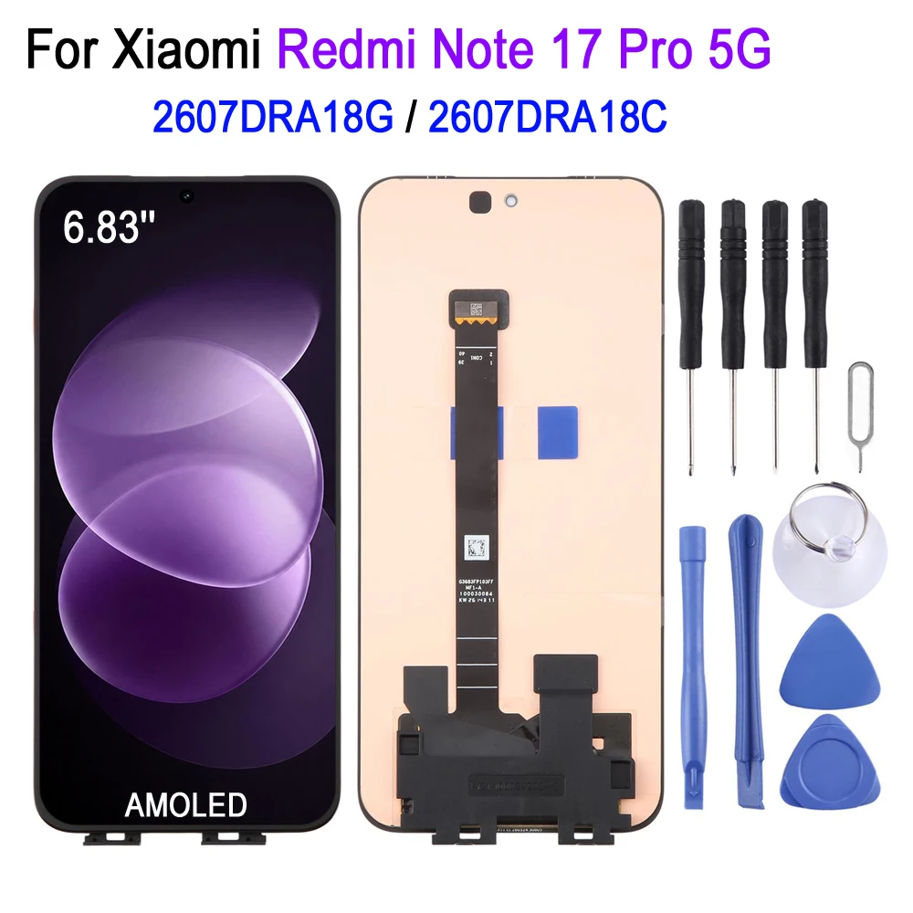 6.83-inch AMOLED LCD Screen For Xiaomi Redmi Note 17 Pro 5G, For Redmi Note 17 Pro Phone Display Touch Screen Replacement Part
