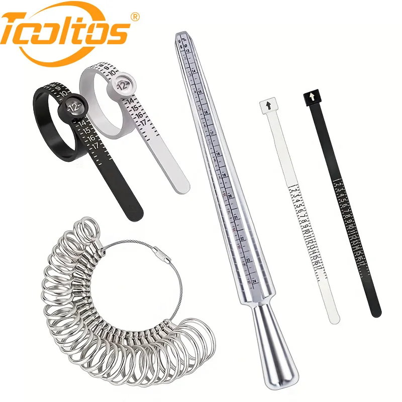 

TOOLTOS Ring Sizer Gauge Set with Ring Mandrel and Finger Measuring Belt for Jewelry Ring Size Measurement