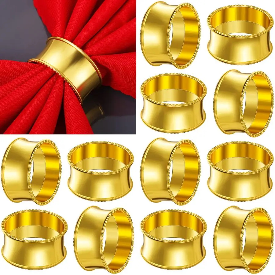 

Pcs Gold Napkin Rings Set Metal Napkin Holder Rings Holiday Rhinestone Delicate Buckle for Easter Wedding Dinner Party Reception