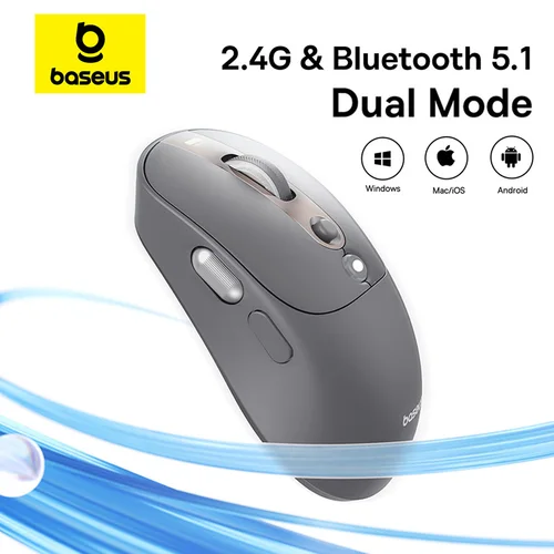 Ratón inalámbrico Bluetooth Baseus, ratones ergonómicos recargables, pantalla Digital, dos ruedas de desplazamiento, botón personalizable, ratón silencioso
