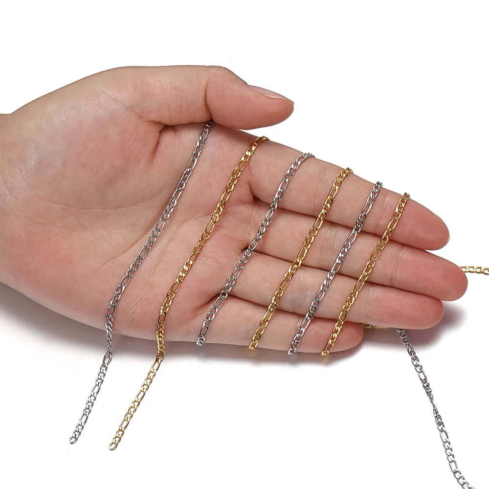 Wholesale Trendy 1Meter/2Meters Stainless Steel Chain for Unisex Simple Necklace Bracelet Choker Jewelry Making DIY Accessories image 3