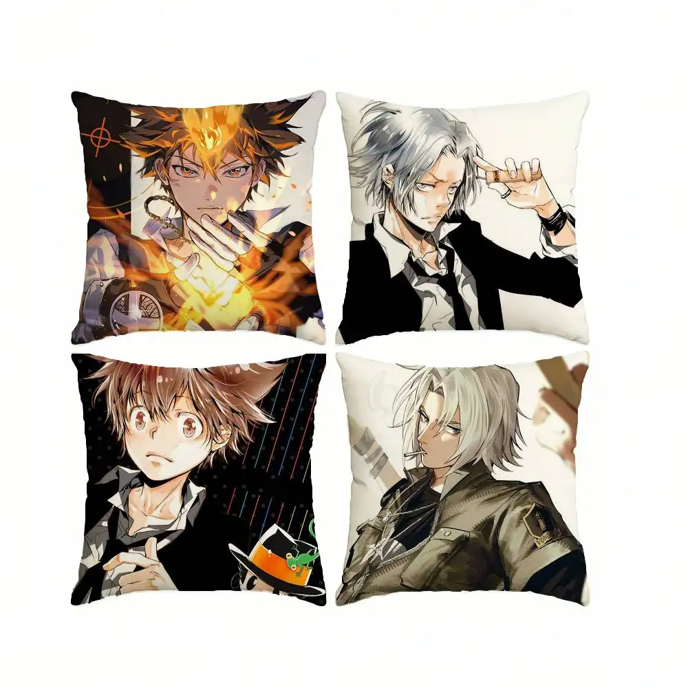 Action-Packed Anime H-Hitman R-Reborn!  Square Double-Sided printed Pillow Case Bedroom Bedside Pillow Sofa Cushion Cover