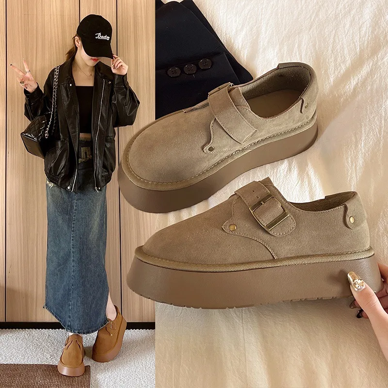 

Women's Thick-Soled Single Shoes to Match Dresses Autumn Style Petite Platform Shoes Height Increasing Shoes Versatile Mules