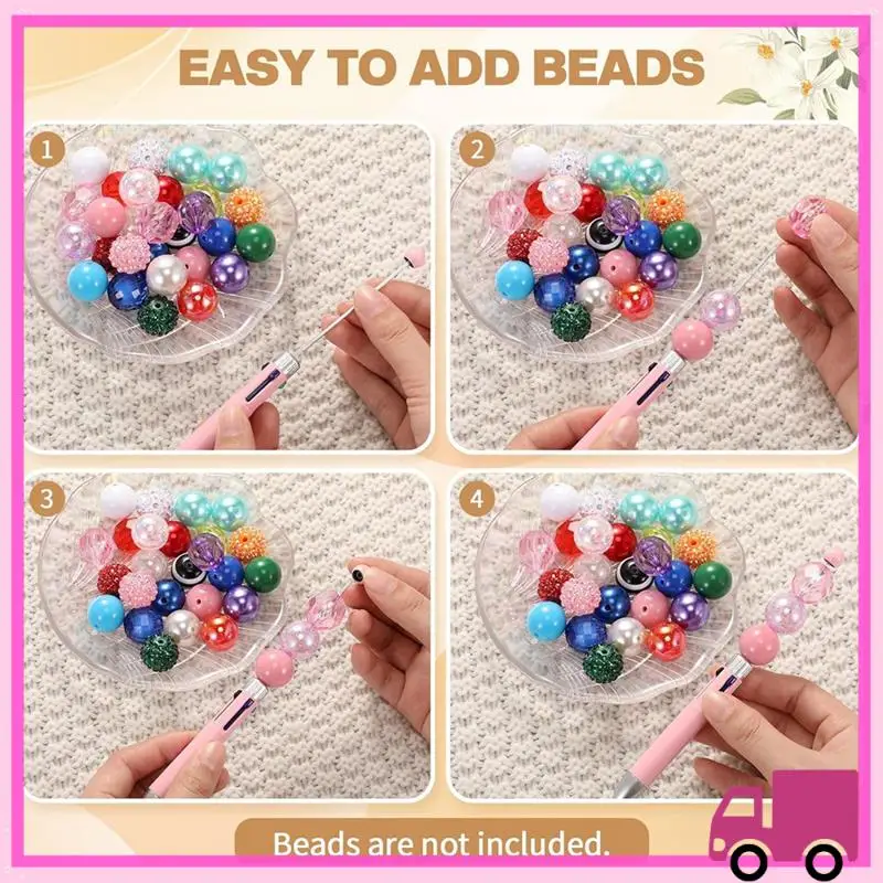 Compact 50Pc Plastic Beaded Pens Beadable Pens 4-In-1 Beaded Ballpoint Pens Making Graduation Supplies B