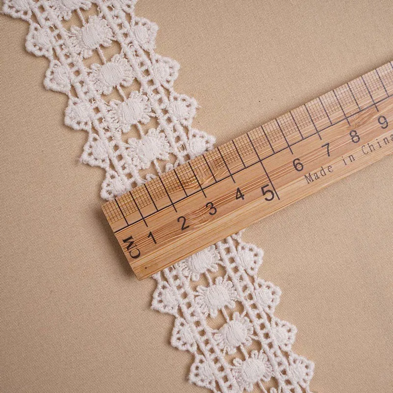 1 Meter Embroidery Cotton Thread DIY White Lace Trim Flowers Love Double Lock lace For Crafts Sewing Accessories Ribbon