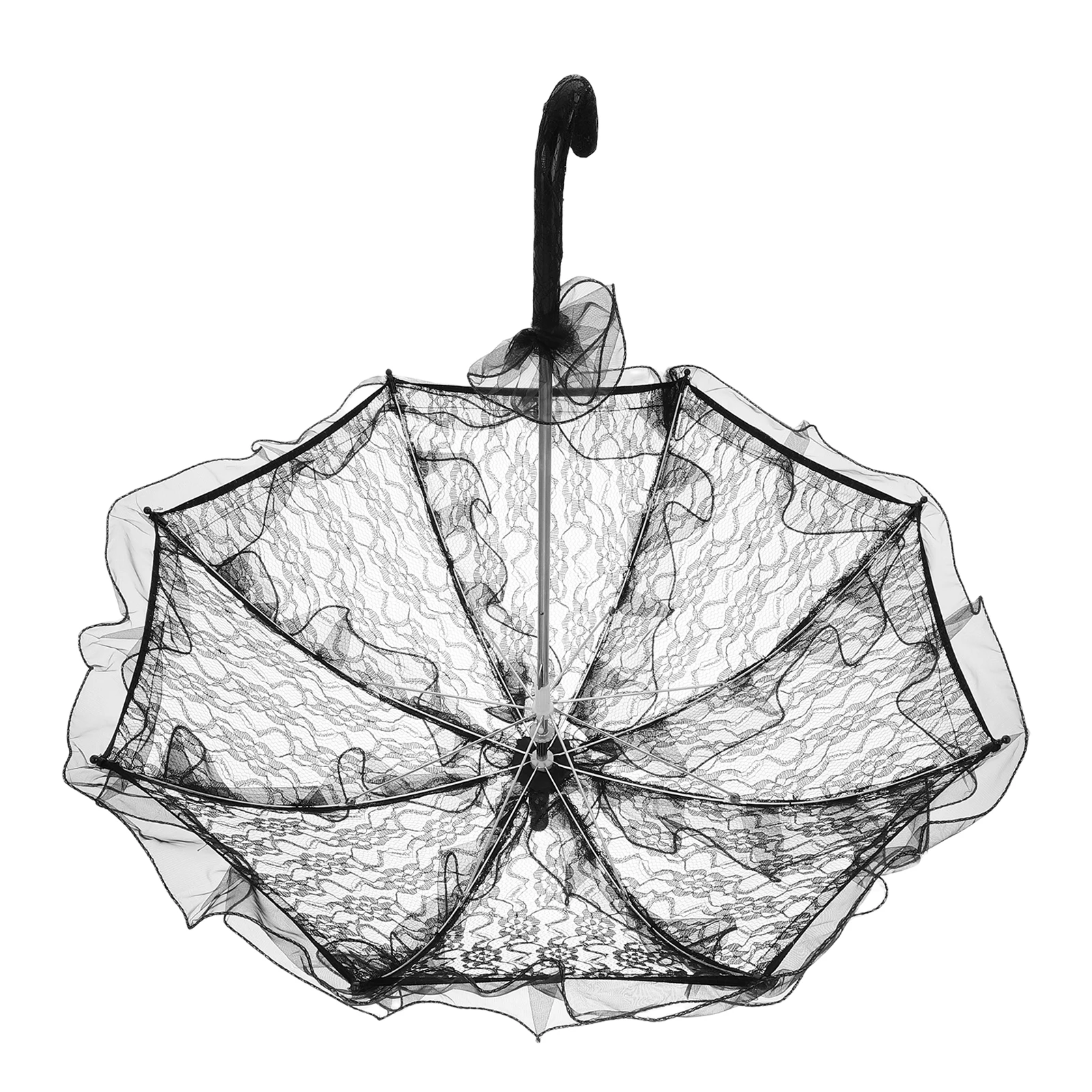 

Black Lace Umbrella Parasol Foldable Vintage Style Wedding Decoration Photo Photography Prop Black Stick Umbrella