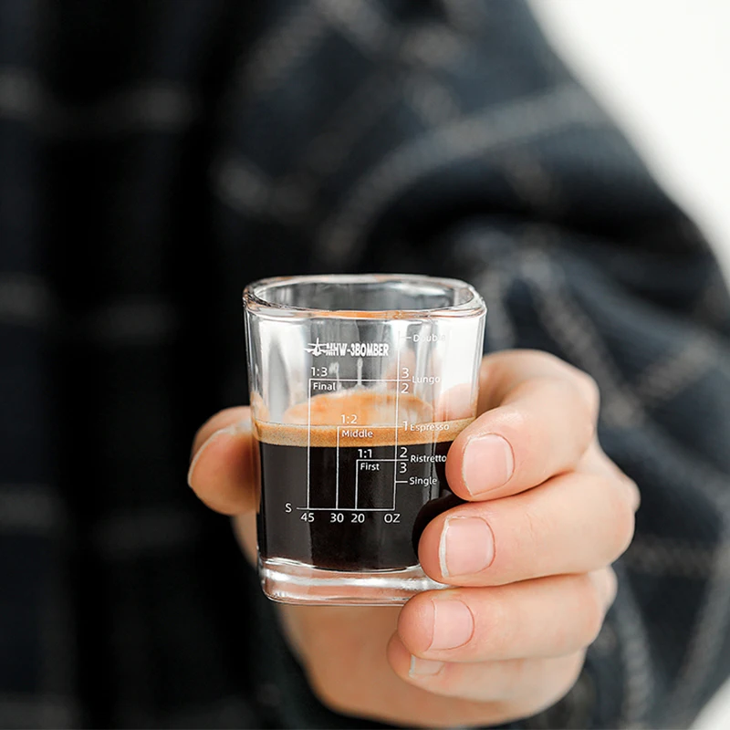 MHW-3BOMBER Espresso Measuring Cup Ounce Roasting Glass 60ML Square Thickened Graduated Concentrated Simple Barista Accessories view 6