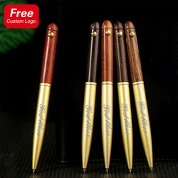 Brass Sandalwood Signature Pen Personalized Custom Logo Engraving Name Solid Wood Metal Gel Pen Wooden Business Office Gift