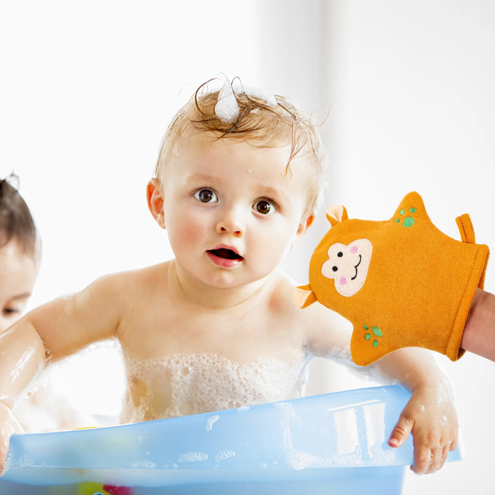 

Набор из 5 хлопковых мочалок для купания младенцев в форме фруктов, мягкие отшелушивающие рукавицы для душа для нежного мытья тела младенцев