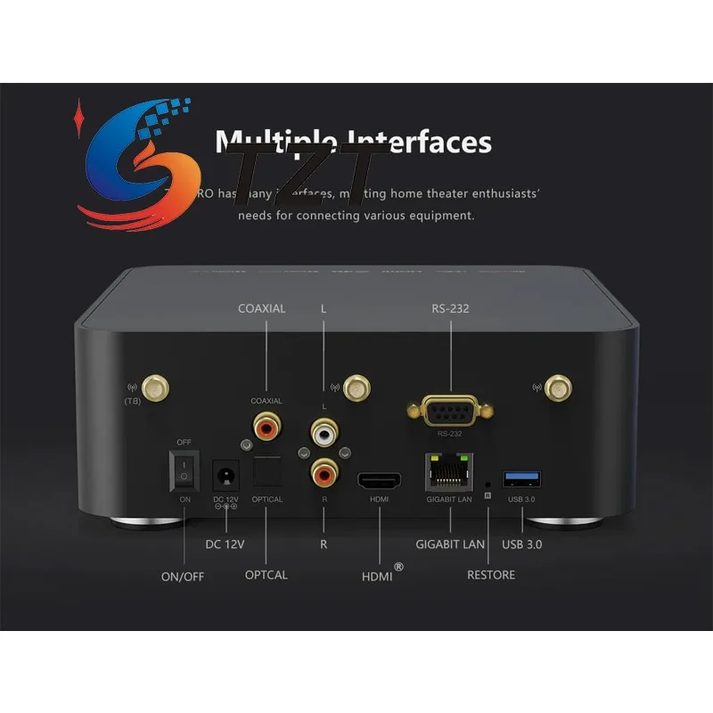 Музыкальный плеер TZT ZIDOO Z30 PRO 8K Встроенный отсек для жесткого диска 6 ГБ DDR + 64 ГБ EMMC Высокоскоростной аудиоплеер с управлением Wi-Fi и Bluetooth