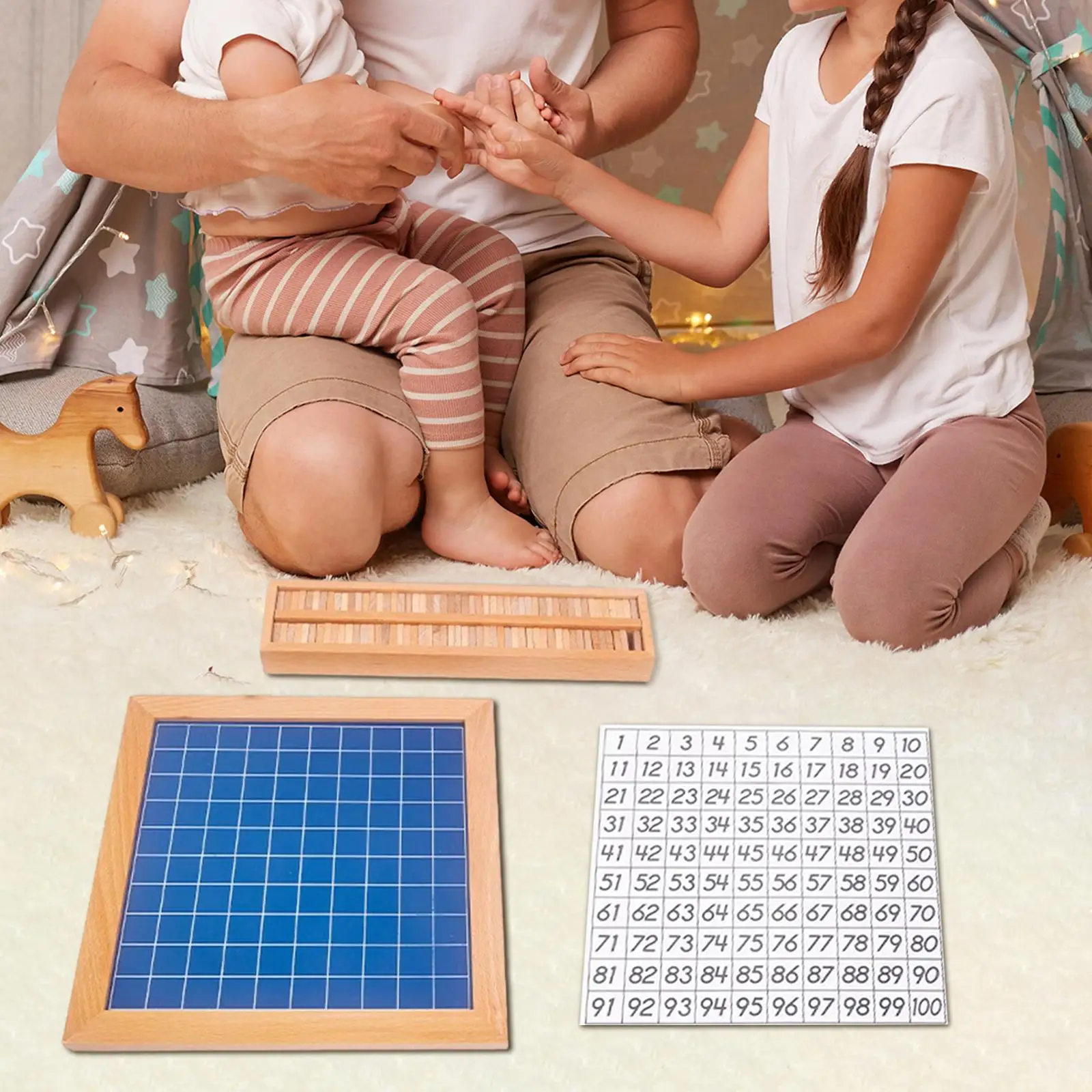 Montessori matemática contando para crianças, 1 a 100 números, 1 a 100, brinquedo educativo para jardim de infância