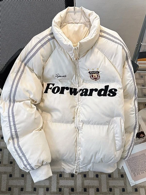 

Американская зимняя хлопковая куртка с вышивкой в виде букв, мужская ретро-куртка в полоску, спортивная утепленная куртка для пар, хлопковое пальто